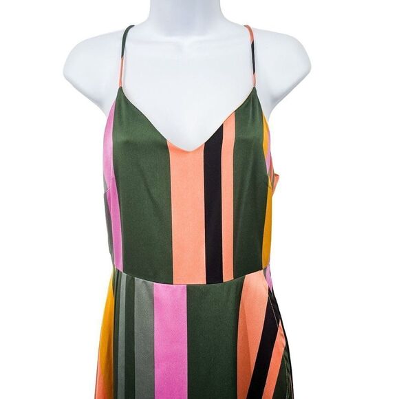 Lost + Wander Anthro Evereve Pandora Striped Rainbow Sleeveless Midi Dress - Picture 4 of 9
